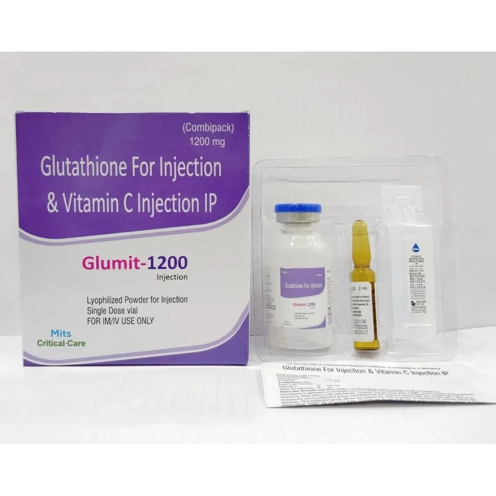 Glumit-1200 Glutathione for Injection 1200 mg with Vitamin C Injection IP (Combipack)
